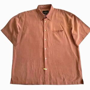 Weatherproof Men's Red Orange Soft Lightweight Short Sleeve Button Down Shirt XL